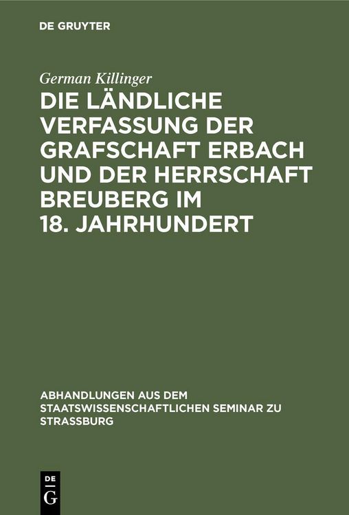 Produktbild: Die l&auml;ndliche Verfassung der Grafschaft Erbach und der Herrschaft Breuberg im 18. Jahrhundert