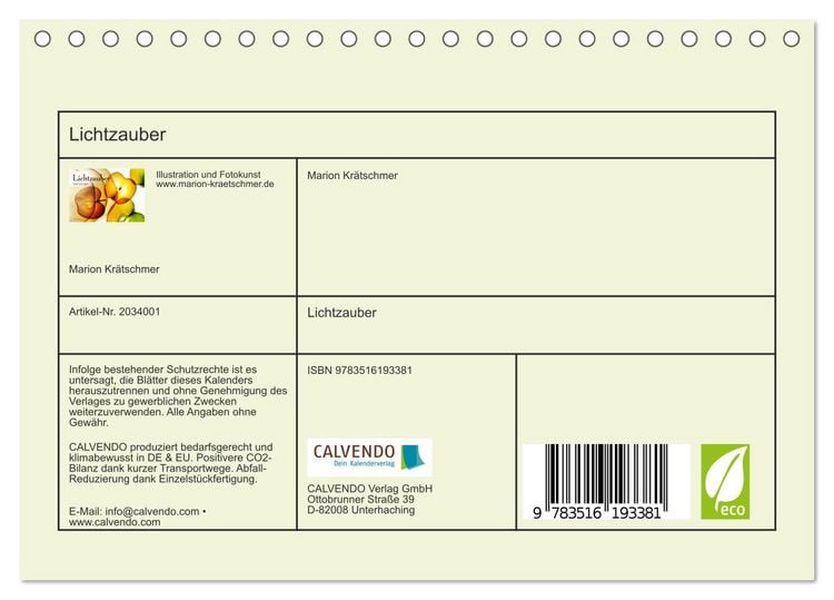 Produktbild: Lichtzauber (Tischkalender 2026 DIN A5 quer), CALVENDO Monatskalender