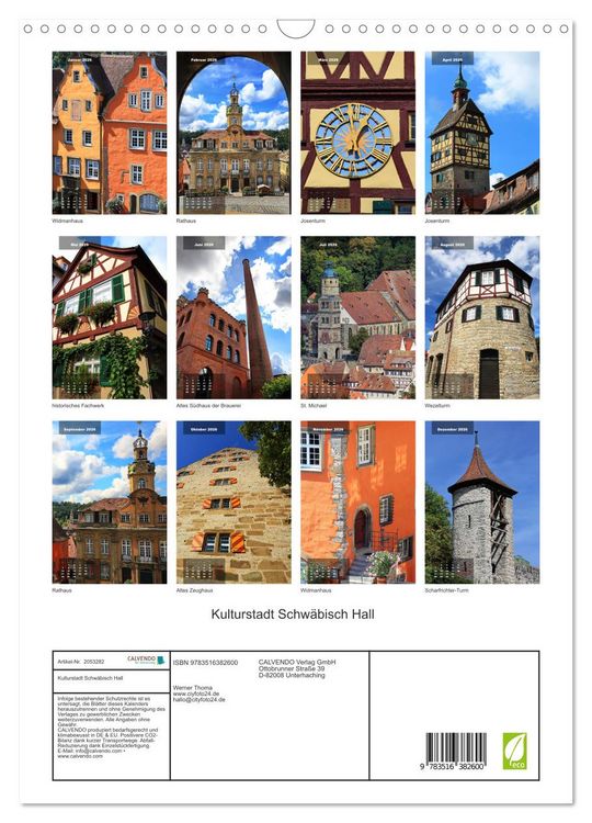 Produktbild: Kulturstadt Schw&auml;bisch Hall (Wandkalender 2026 DIN A3 hoch), CALVENDO Monatskalender