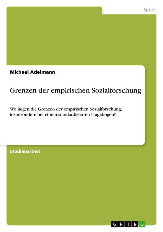 Produktbild: Grenzen der empirischen Sozialforschung