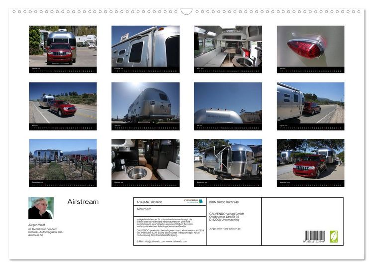 Produktbild: Airstream (Wandkalender 2026 DIN A2 quer), CALVENDO Monatskalender
