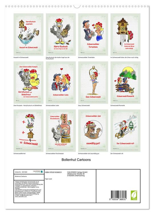 Produktbild: Bollenhut Cartoons (hochwertiger Premium Wandkalender 2026 DIN A2 hoch), Kunstdruck in Hochglanz