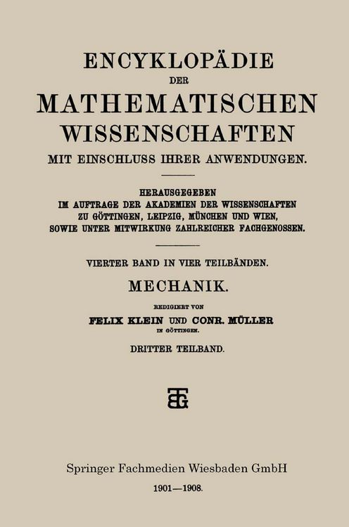 Produktbild: Encyklop&auml;die der Mathematischen Wissenschaften mit Einschluss ihrer Anwendungen