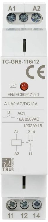Produktbild: TRU COMPONENTS TC-GR8-116/12 Hilfsschalter 1 Wechsler 12 V/AC, 12 V/DC 16A 1St.