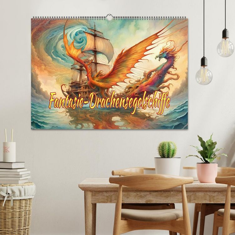 Produktbild: Fantasie-Drachensegelschiffe (Wandkalender 2026 DIN A2 quer), CALVENDO Monatskalender