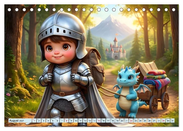 Produktbild: Kleiner Ritter - Jahresreise (Tischkalender 2027 DIN A5 quer), CALVENDO Monatskalender