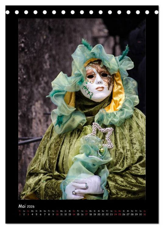 Produktbild: Venezianische Masken HALLia VENEZia Schw&auml;bisch Hall (Tischkalender 2026 DIN A5 hoch), CALVENDO Monatskalender