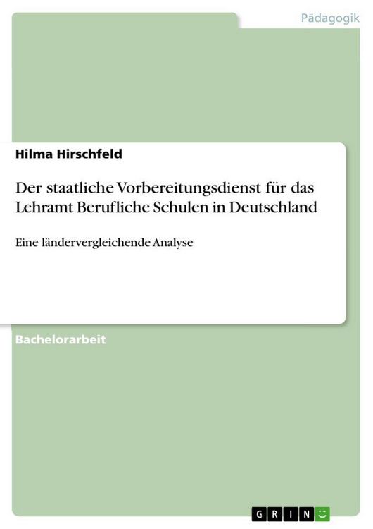 Produktbild: Der staatliche Vorbereitungsdienst f&uuml;r das Lehramt Berufliche Schulen in Deutschland