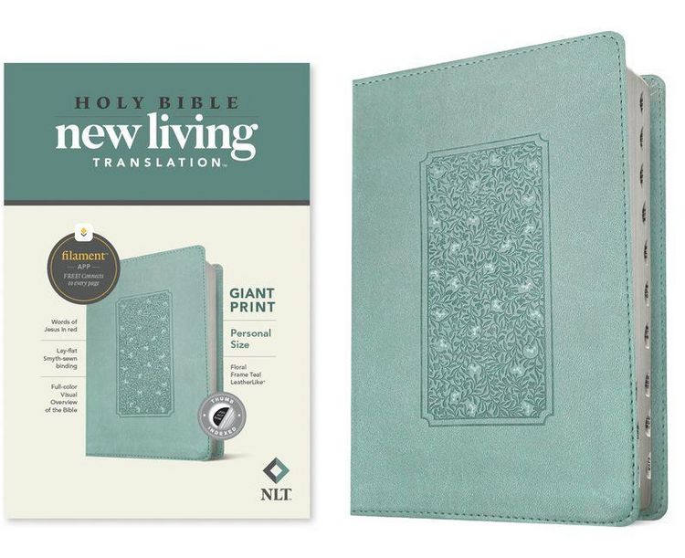 Produktbild: NLT Personal Size Giant Print Bible, Filament Enabled Edition (Red Letter, Leatherlike, Floral Frame Teal, Indexed)