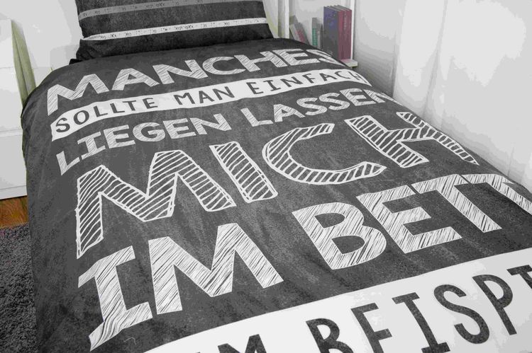 Produktbild: Young Collection 4459220050 - Spr&uuml;che Bettw&auml;sche, 80x80 cm + 135x200 cm, 100% Baumwolle