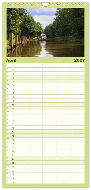 Produktbild: Familienplaner 2027 - Mecklenburgische Seenplatte - zum Tr&auml;umen sch&ouml;n mit 5 Spalten (Wandkalender, 21 x 45 cm) CALVENDO