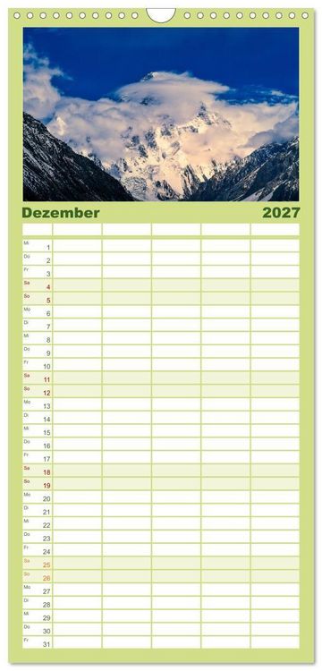 Produktbild: Familienplaner 2027 - Berge des Karakorum mit 5 Spalten (Wandkalender, 21 x 45 cm) CALVENDO