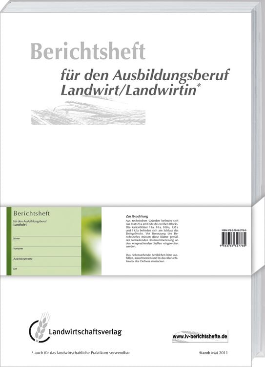 Produktbild: Berichtsheft f&uuml;r den Ausbildungsberuf Landwirt/Landwirtin