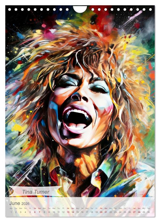 Produktbild: Music legends in magic art (Wall Calendar 2026 DIN A4 portrait), CALVENDO 12 Month Wall Calendar