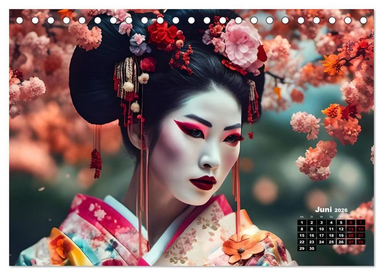 Produktbild: Geishas Portraits von japanischen Gastgeberinnen inspiriert (Tischkalender 2026 DIN A5 quer), CALVENDO Monatskalender