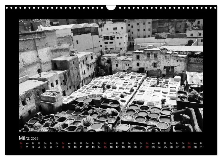 Produktbild: Marokko - Nostalgie in schwarz-weiss (Wandkalender 2026 DIN A3 quer), CALVENDO Monatskalender