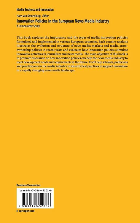 Produktbild: Innovation Policies in the European News Media Industry