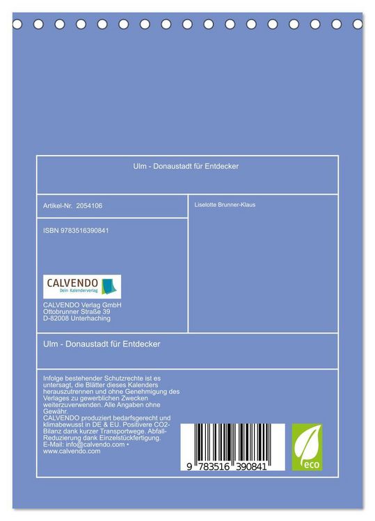 Produktbild: Ulm - Donaustadt f&uuml;r Entdecker (Tischkalender 2026 DIN A5 hoch), CALVENDO Monatskalender