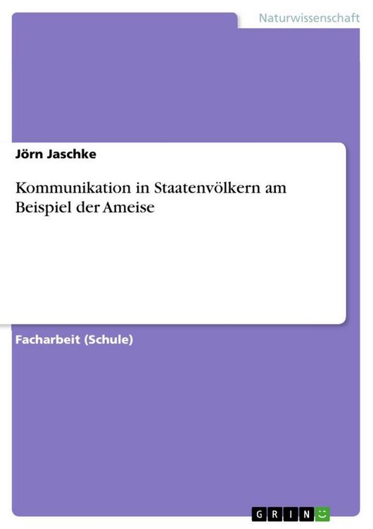 Produktbild: Kommunikation in Staatenv&ouml;lkern am Beispiel der Ameise