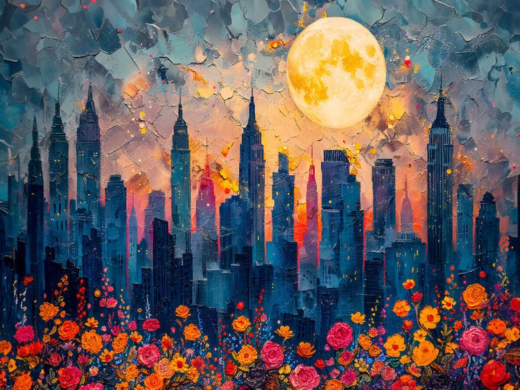 Produktbild: CALVENDO Puzzle N&auml;chtlicher Stadtpark. Skyline von Gro&szlig;stadt. | 1000 Teile Lege-Gr&ouml;&szlig;e 64x48cm Foto-Puzzle f&uuml;r gl&uuml;ckliche Stunden
