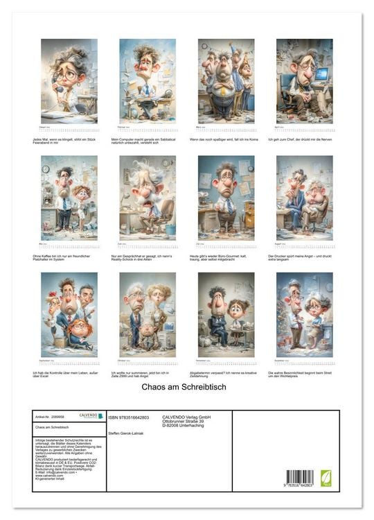 Produktbild: Chaos am Schreibtisch (Wandkalender 2026 DIN A2 hoch), CALVENDO Monatskalender