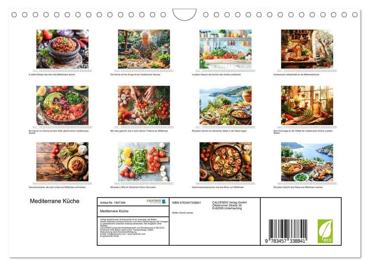 Produktbild: Mediterrane K&uuml;che (Wandkalender 2026 DIN A4 quer), CALVENDO Monatskalender