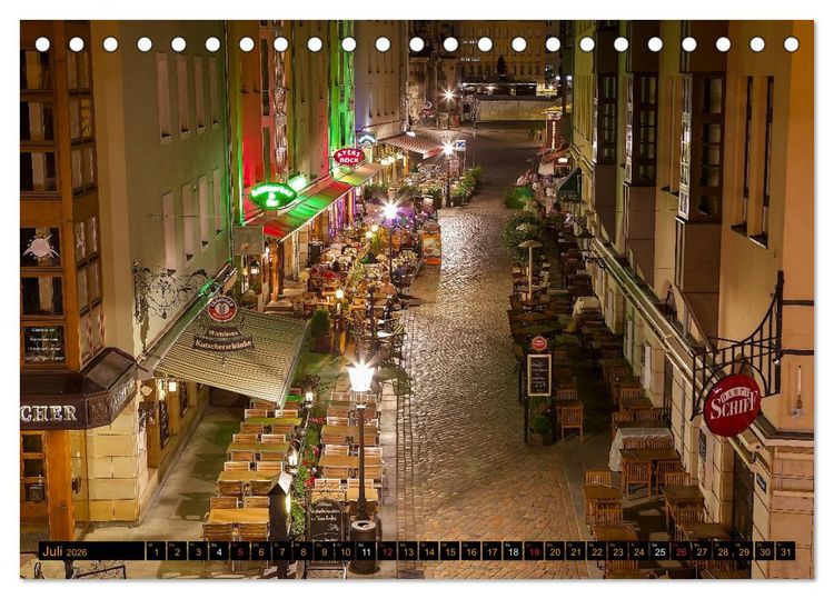 Produktbild: Eine Nacht in Dresden (Tischkalender 2026 DIN A5 quer), CALVENDO Monatskalender