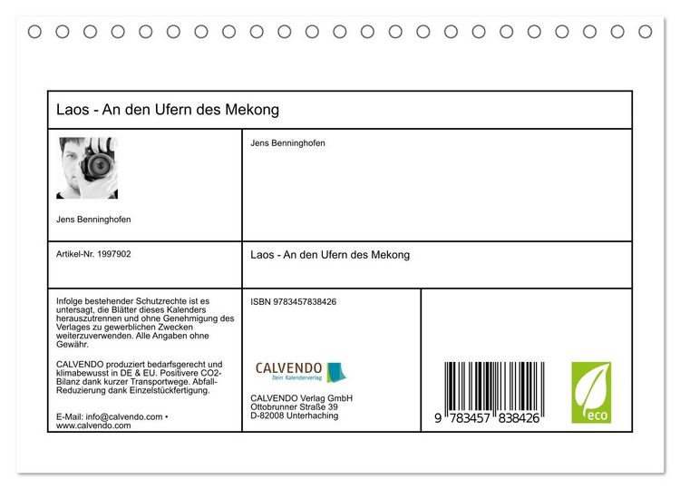 Produktbild: Laos - An den Ufern des Mekong (Tischkalender 2026 DIN A5 quer), CALVENDO Monatskalender