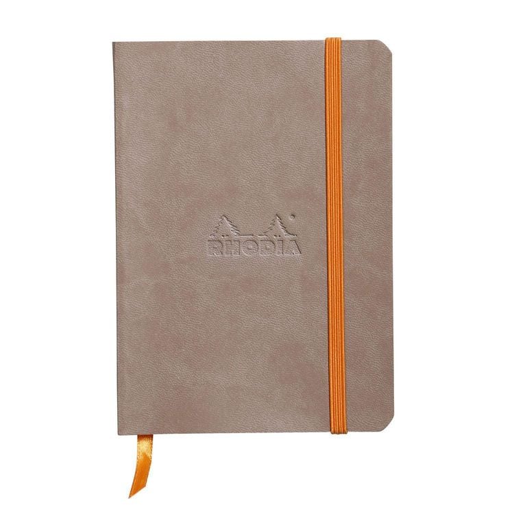 Produktbild: Rhodiarama Notizbuch Softcover A6 72 Blatt liniert taupe 90g, mit Gummizugverschluss