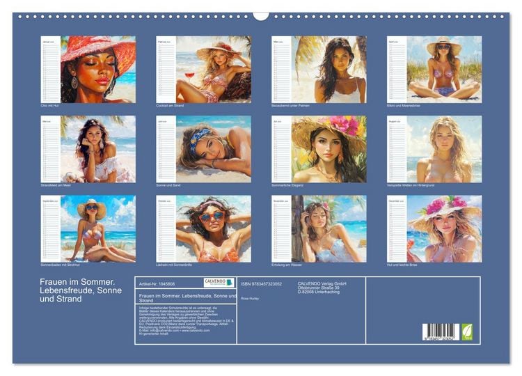 Produktbild: Frauen im Sommer. Lebensfreude, Sonne und Strand (Wandkalender 2026 DIN A2 quer), CALVENDO Monatskalender