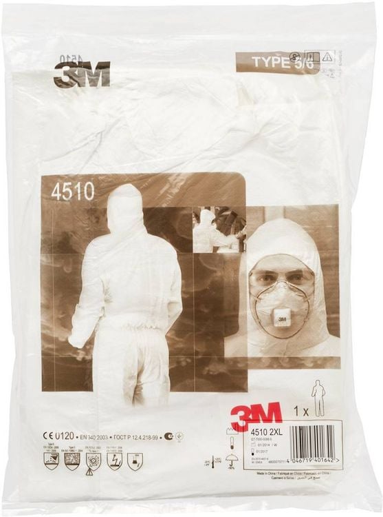 Produktbild: 3M 45203XL Schutzanzug 4520 Kleider-Gr&ouml;&szlig;e=XXXL Wei&szlig;