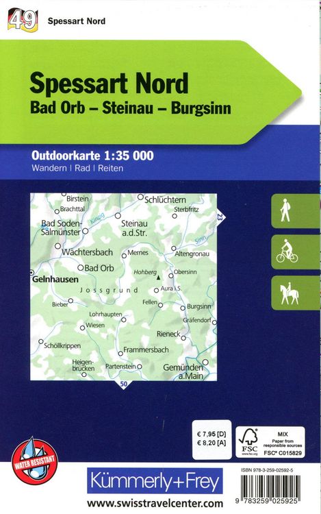 Produktbild: Spessart Nord Bad Orb, Steinau, Burgsinn Nr. 49 Outdoorkarte Deutschland 1:35 000