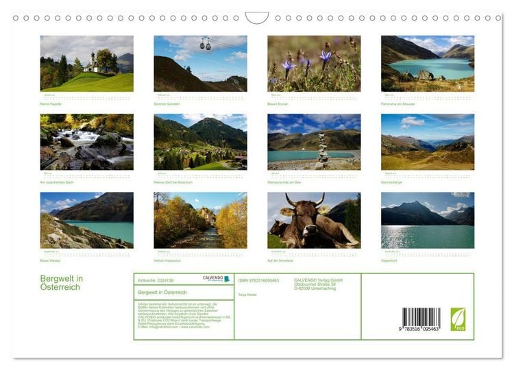 Produktbild: Bergwelt in &Ouml;sterreich (Wandkalender 2026 DIN A3 quer), CALVENDO Monatskalender