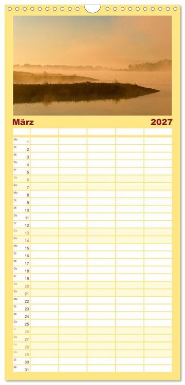 Produktbild: Familienplaner 2027 - Flusslandschaft Elbe mit 5 Spalten (Wandkalender, 21 x 45 cm) CALVENDO