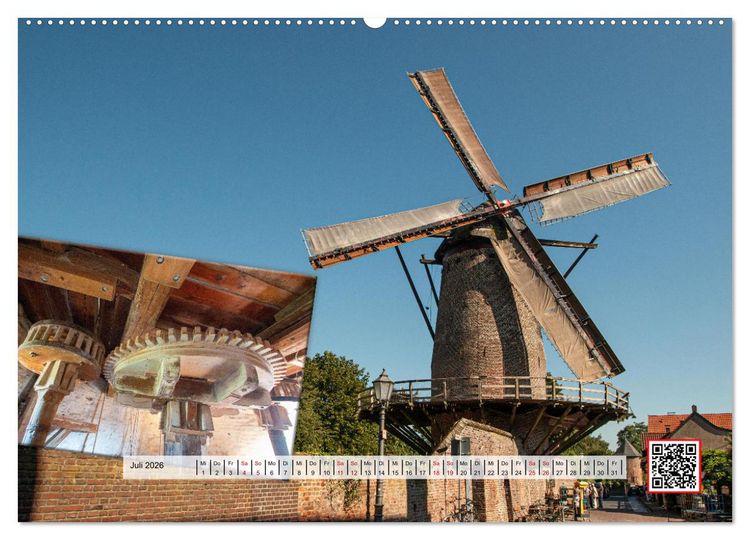 Produktbild: Die sch&ouml;nsten Windm&uuml;hlen am Niederrhein (hochwertiger Premium Wandkalender 2026 DIN A2 quer), Kunstdruck in Hochglanz