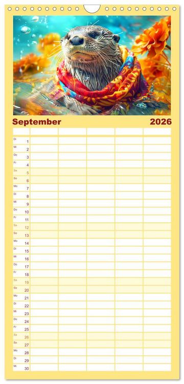 Produktbild: Familienplaner 2026 - Modische Welle im Fischotter-Land. Charme und Stil mit 5 Spalten (Wandkalender, 21 x 45 cm) CALVENDO