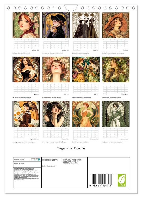 Produktbild: Eleganz der Epoche (Wandkalender 2026 DIN A4 hoch), CALVENDO Monatskalender