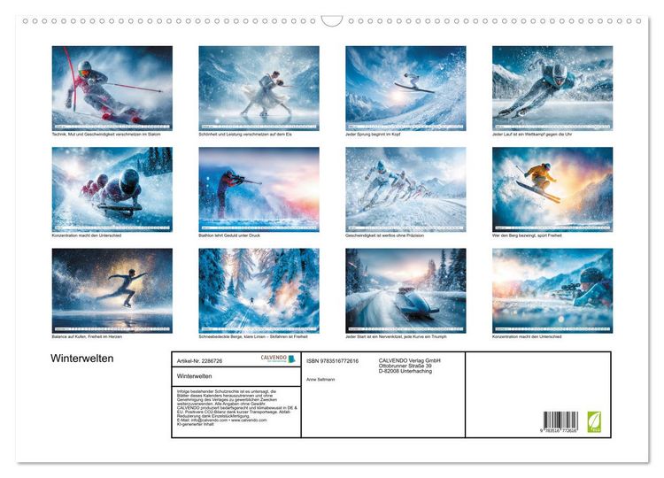 Produktbild: Winterwelten (Wandkalender 2027 DIN A2 quer), CALVENDO Monatskalender