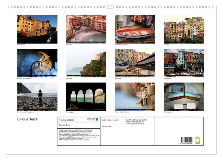 Produktbild: Cinque Terre (Wandkalender 2026 DIN A2 quer), CALVENDO Monatskalender
