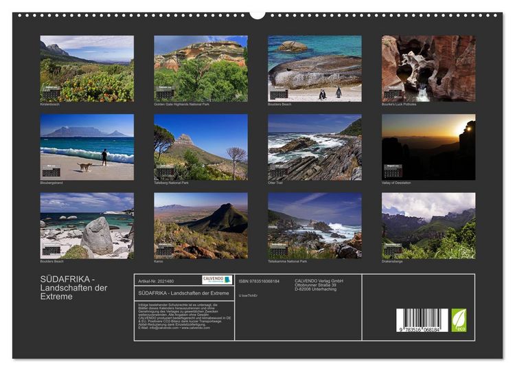 Produktbild: S&Uuml;DAFRIKA - Landschaften der Extreme (hochwertiger Premium Wandkalender 2026 DIN A2 quer), Kunstdruck in Hochglanz