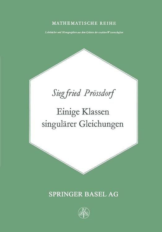 Produktbild: Einige Klassen Singul&auml;rer Gleichungen