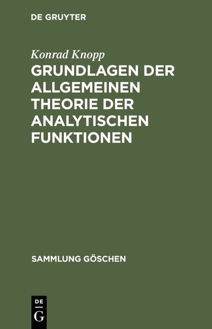 Produktbild: Grundlagen der allgemeinen Theorie der analytischen Funktionen
