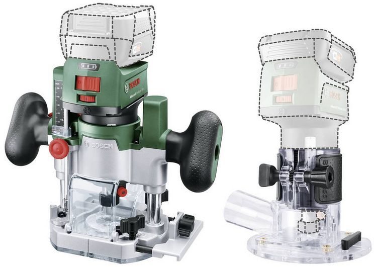 Produktbild: Bosch Home and Garden 2in1 Akku-Kanten-/Oberfr&auml;se 06039D5002 AdvancedTrimRouter 18V-8 Combi-Set