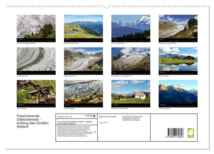 Produktbild: Faszinierende Gletscherwelt - entlang des Gro&szlig;en Aletsch (hochwertiger Premium Wandkalender 2026 DIN A2 quer), Kunstdruck in Hochglanz