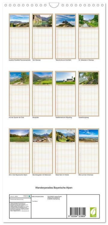 Produktbild: Familienplaner 2027 - Wanderparadies Bayerische Alpen mit 5 Spalten (Wandkalender, 21 x 45 cm) CALVENDO