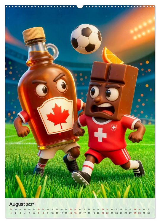 Produktbild: Food‑Fu&szlig;baller - Lustiger kulinarischer Fu&szlig;ballspa&szlig; (Wandkalender 2027 DIN A2 hoch), CALVENDO Monatskalender