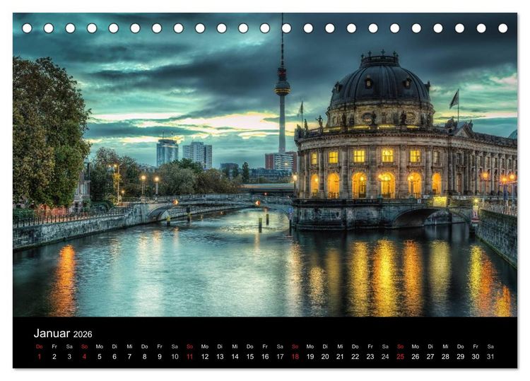 Produktbild: Berlin City bei Nacht (Tischkalender 2026 DIN A5 quer), CALVENDO Monatskalender