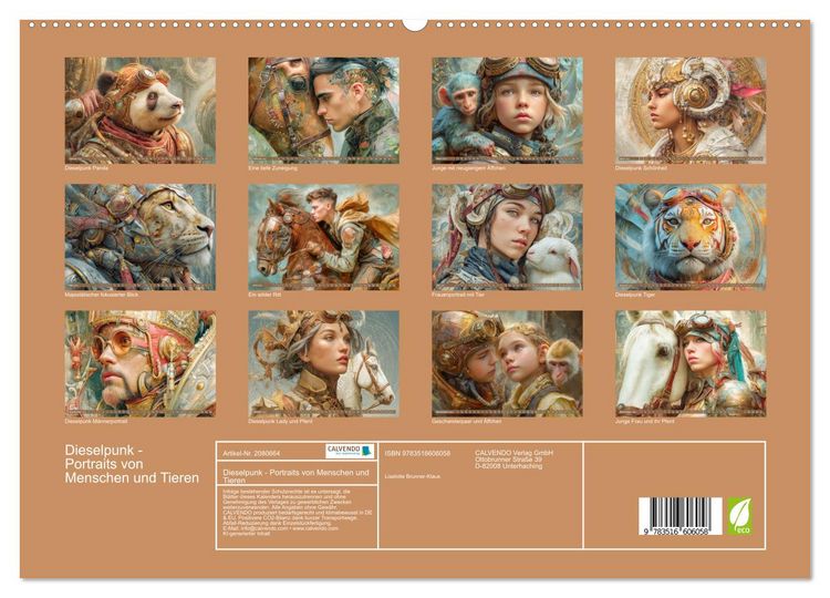 Produktbild: Dieselpunk - Portraits von Menschen und Tieren (hochwertiger Premium Wandkalender 2026 DIN A2 quer), Kunstdruck in Hochglanz
