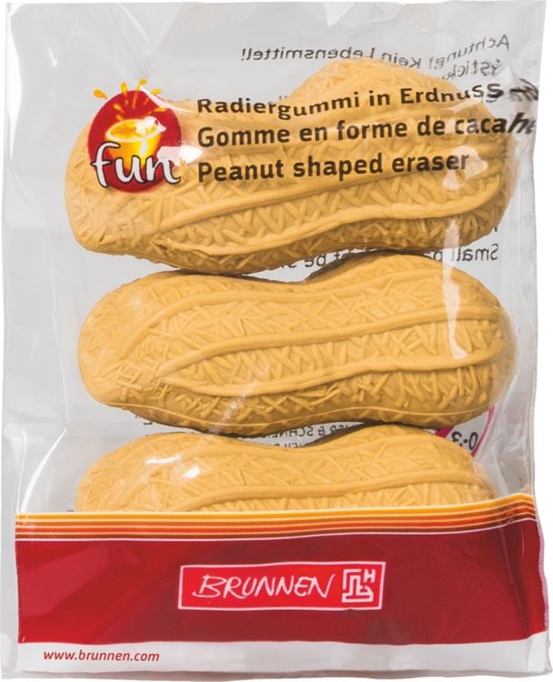 Produktbild: Brunnen Radiergummi Erdnuss-Form 3er Beutel