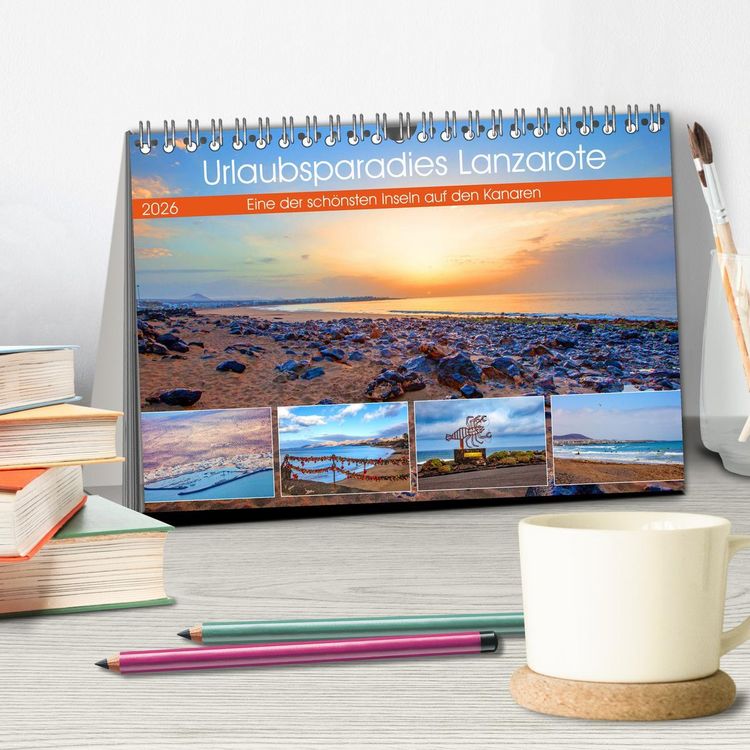 Produktbild: Urlaubsparadies Lanzarote (Tischkalender 2026 DIN A5 quer), CALVENDO Monatskalender